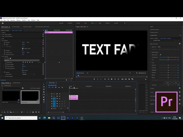 how To Fade Text In And Out On Premiere Pro 2020  Premiere Pro Text Fade In Solution