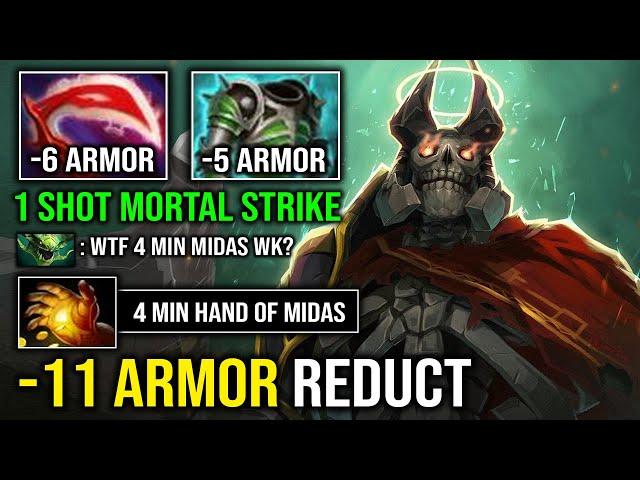 WTF 7.35 First Item 4Min Hand of Midas 1 Shot Mortal Strike 11 Armor Reduction Wraith King Dota 2