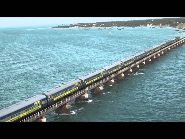 Train  on Pamban bridge 4