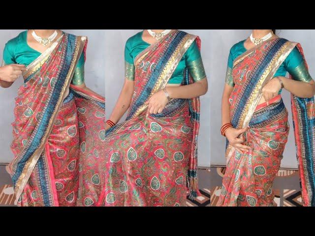 Cotton silk saree draping tutorial easy tips for beginners/full saree drape with perfect pleats