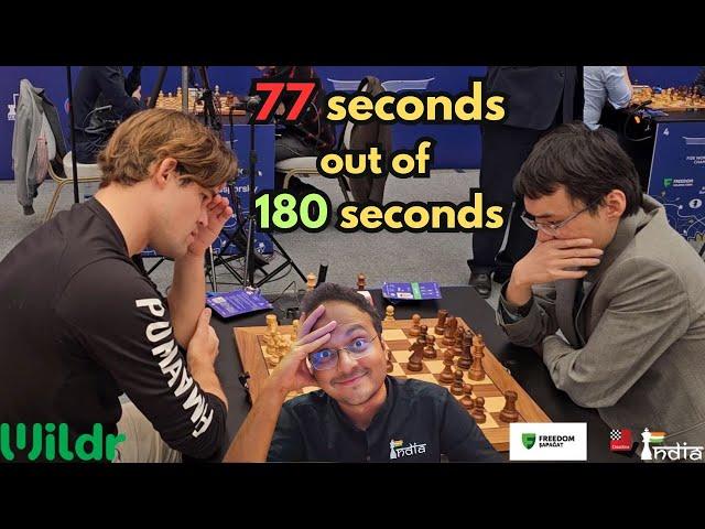 Why did Magnus Carlsen think for 77 seconds in a 3 minute game | Carlsen vs Yu Yangyi