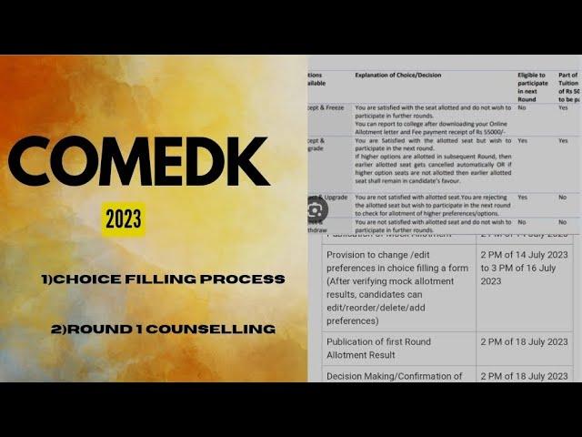 Comedk round 1 counselling process All 4 options explained #comedk2023 #comedk counselling