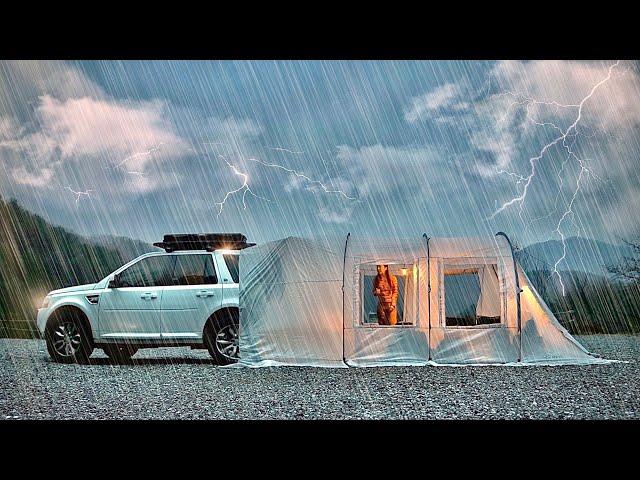  Perfect car tent camping on a rain mountain! I can live in a tent for a month