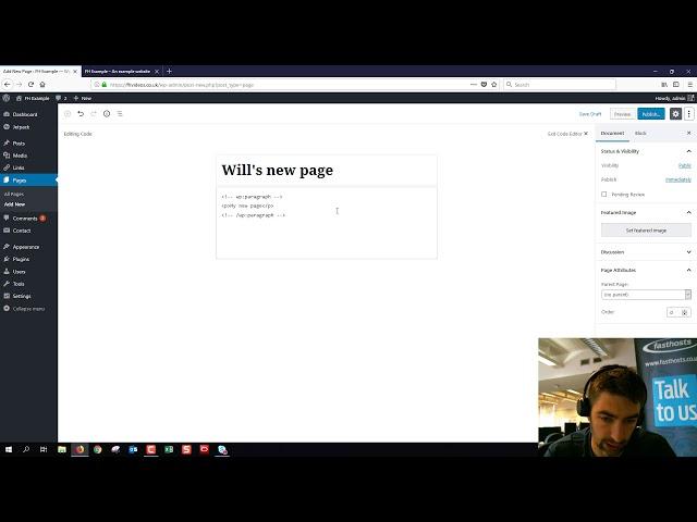 Adding a new page to your Fasthosts WordPress hosting website