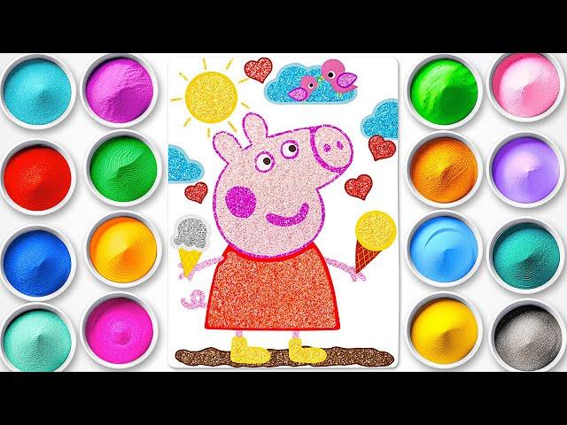 Sand Painting and Sticker Game with Peppa Pig | Learn Colors Activity | Fun Educational Kids Videos