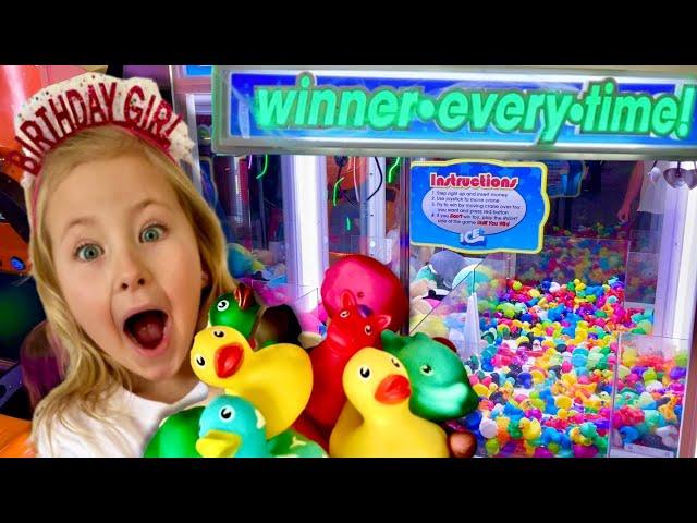 Birthday Girl WIN’S BIG PRIZE at the ARCADE!