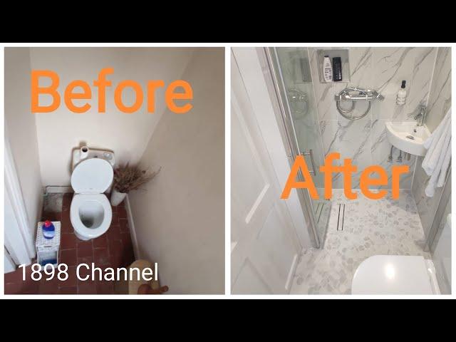 Before and After Cloakroom Toilet / Tiny Wet Room, 1898 Victorian House - Time Lapse