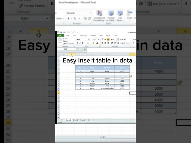 Insert the table excel part 3 | Excel | Beginner | #learnexcel #learnmicrosoftword #learnexcelfree