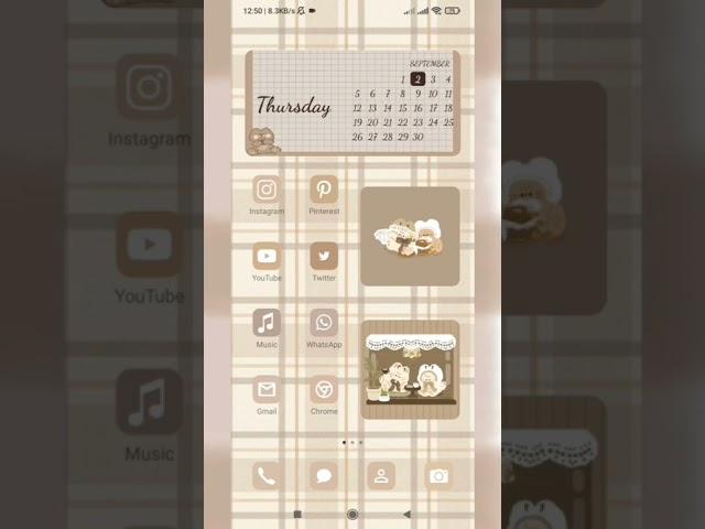 Aesthetic Android Homescreen | Brown Bear Theme