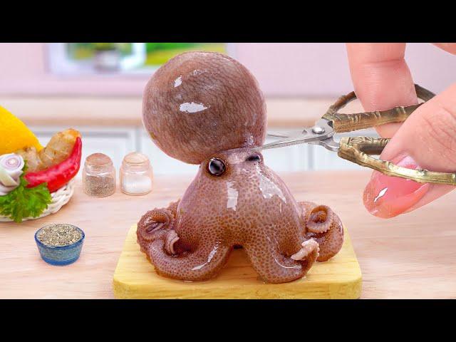 Best Of Seafood  Tasty Miniature Korean Spicy Stir Fry Octopus Recipe  Tina Mini Cooking