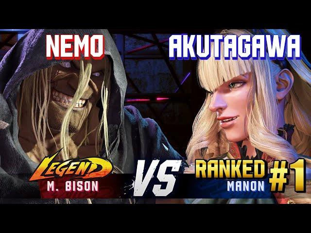 SF6 ▰ NEMO (M.Bison) vs AKUTAGAWA (#1 Ranked Manon) ▰ High Level Gameplay