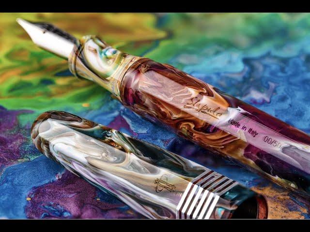 Stipula   Etruria Faceted Psychedelic Rainbow Pen Venture Exclusive
