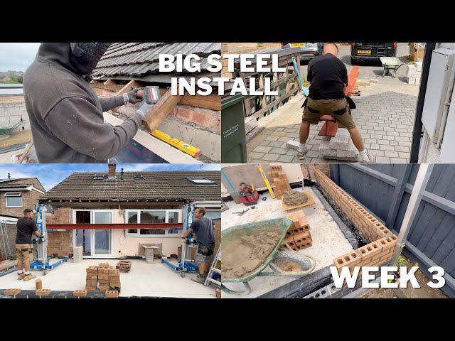 Building an extension | Week 3 | Moving a 360kg steel solo, preparation, & installation