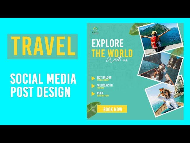 How To Make Travel Agency Poster Design|  Photoshop Flyer Design Tutorial | GFXStudio