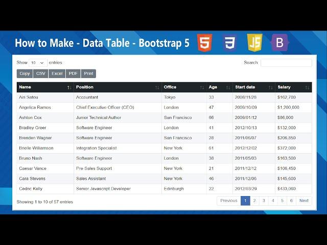 How To Make Data Table  Export Bootstrap 5  | MJ MARAZ