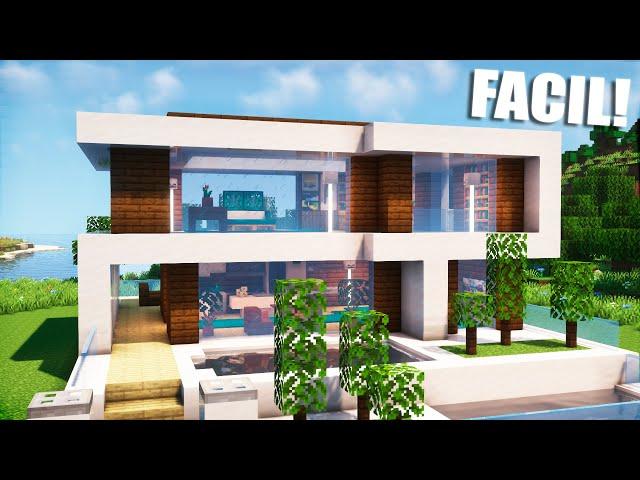 Cómo hacer una casa MODERNA en Minecraft (FÁCIL Y RÁPIDO) (#10)