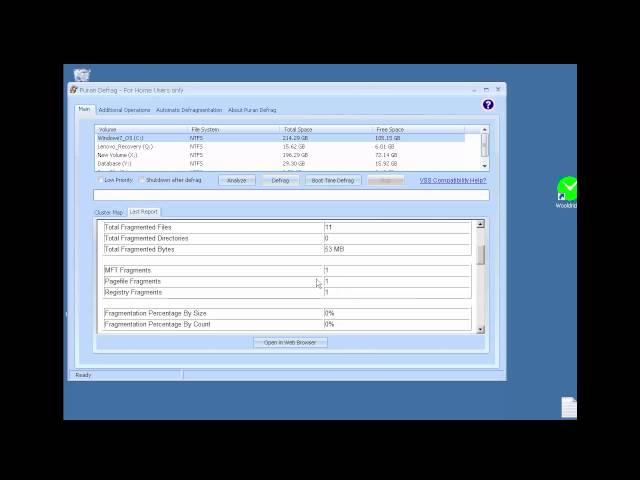 Defraging your disk using Puran Defrag program