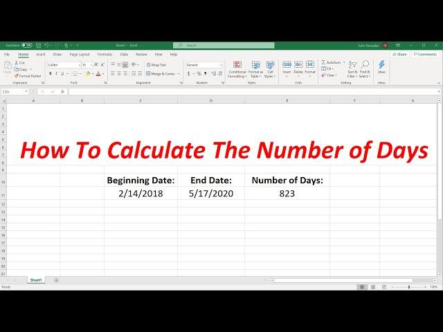 How To Calculate The Number of Days Between Two Dates In Excel