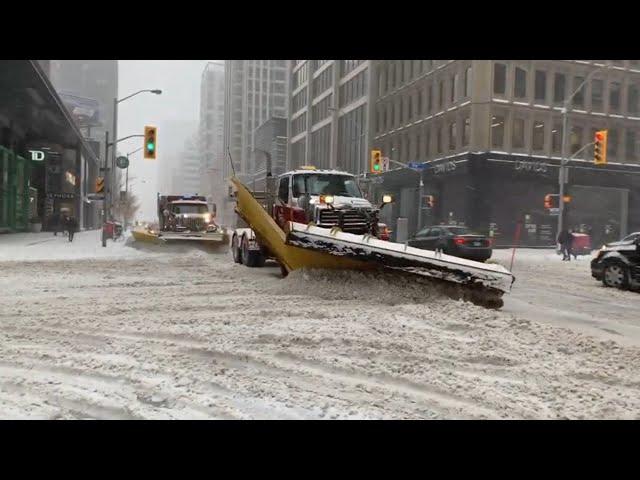 Snow Storm Clean Up Before Covid, Bloor Street Toronto  (Feb 2020)