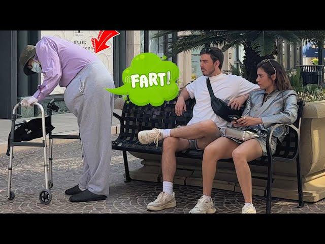 Old Fat Man Farts On Beverly Hills Shoppers!! (Rich People Love Farts Too)