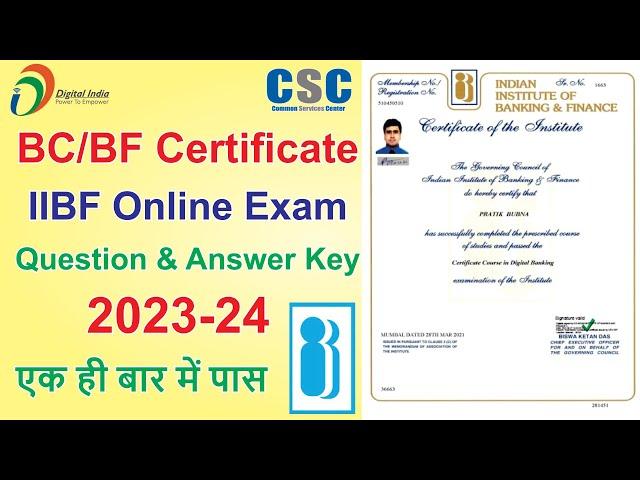 CSC-VLE: IIBF Online Exam Question & Answer Key