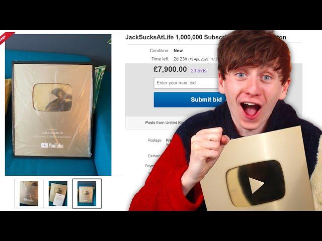 Selling my 1 Million Sub Gold Play Button on EBAY