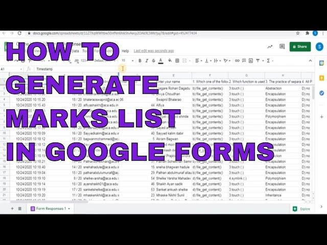 How to generate marks list in Google Forms| Create marklist in google forms