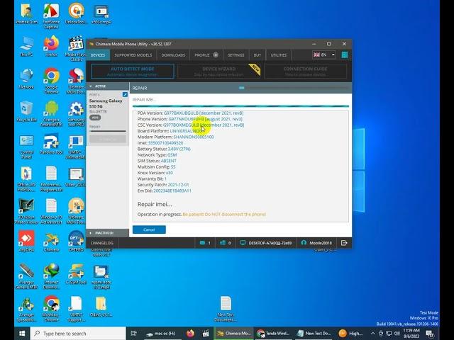 Samsung Galaxy S10 5G SM-G977B  U11 Imei Repair Done With Chimera Tool