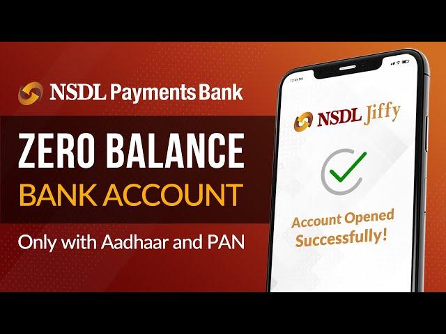 NSDL Payments Bank - Zero Balance Bank Account Opening online | Free Virtual Debit Card | NSDL Jiffy