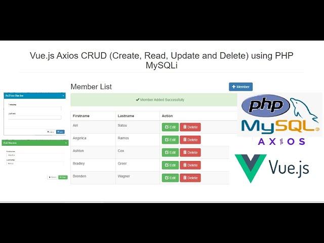 Vue.js Axios CRUD (Create, Read, Update and Delete) using PHP MySQLi