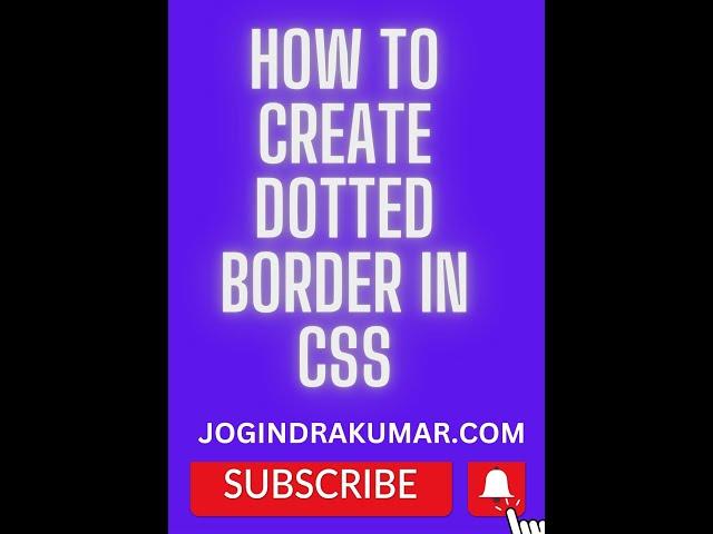 HOW TO CREATE DOTTED BORDER IN CSS HTML #html #css #border #shorts