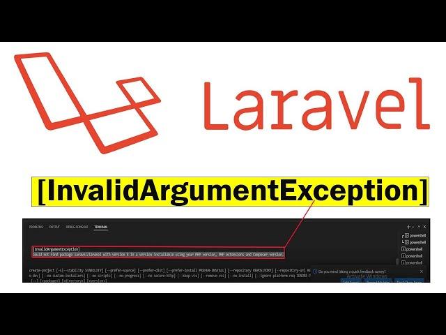 Fix Laravel: Could not find package laravel with version 8/9 in a version