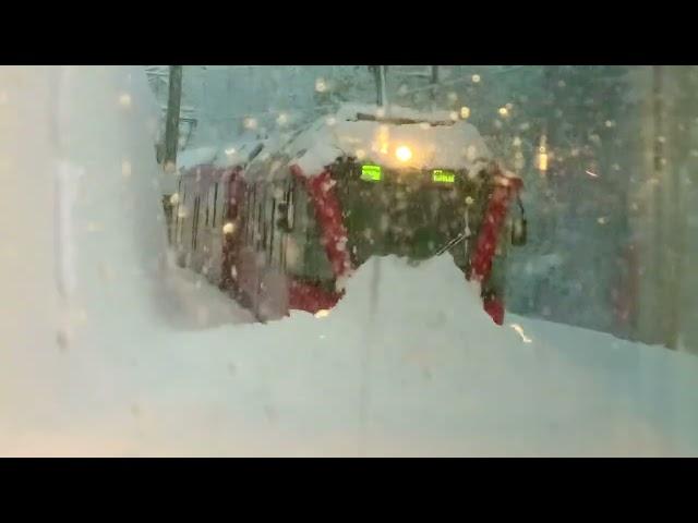 Rhätische Bahn Extreme Winter Snow plow 3feet high , Train RhB 1m gauge Arosa-Lüen ,Switzerland 