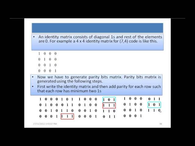 Information Coding Theory   Part 14 - Linear Codes, (7,4) Gen Matrix, non-systematic Gen Matrix