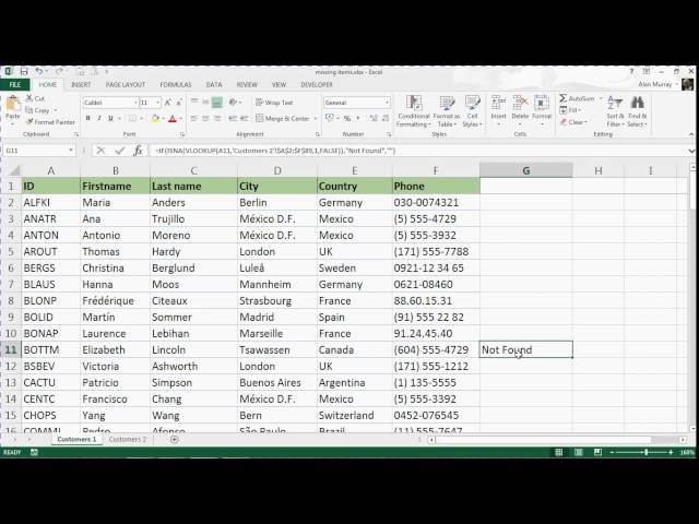 Compare Two Lists Using the VLOOKUP Formula