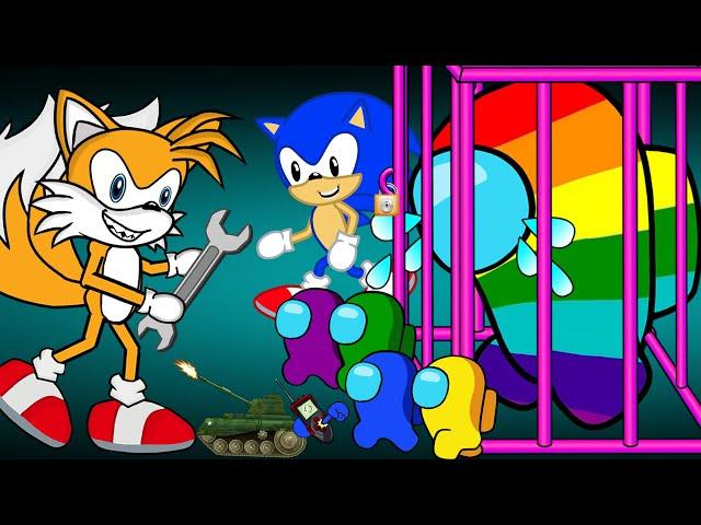 Among us helps Sonic Escape Tails Room VS Giant Rainbow Among Us - Peanut Among Us Zombie
