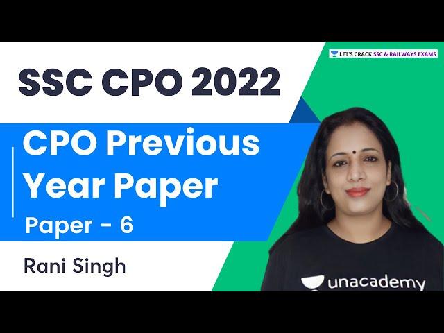 CPO Previous Year Paper | Paper - 6 | English | SSC CPO 2022 Exam | Rani Singh