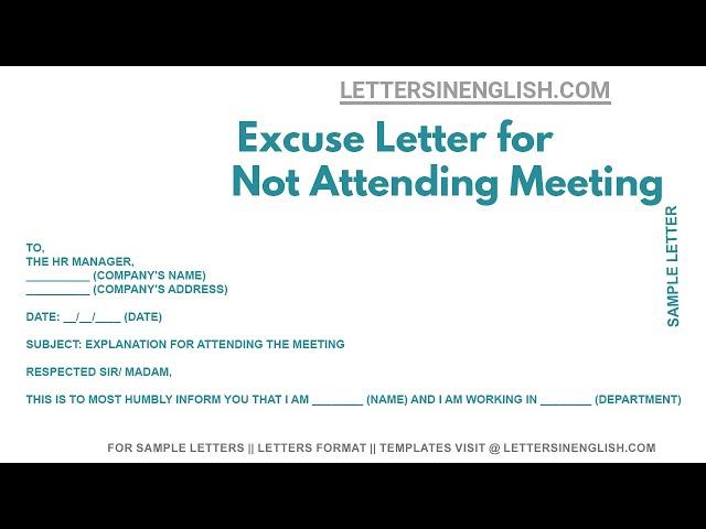 Excuse Letter for Not Attending Meeting - Sample Letter of Excuse for Absence in the Meeting