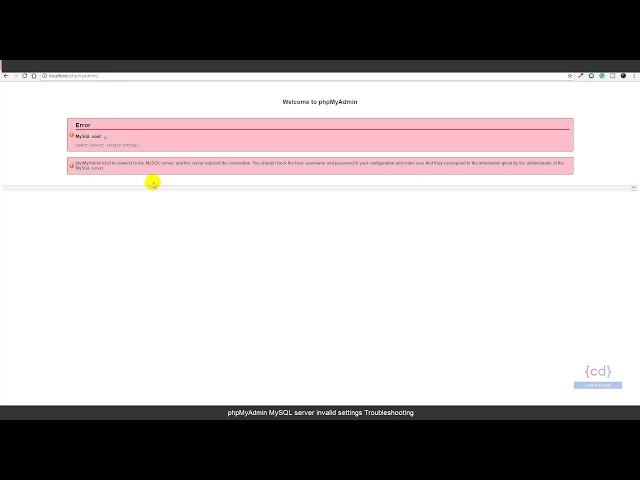 Cannot connect invalid settings error | XAMPP Phpmyadmin Troubleshooting