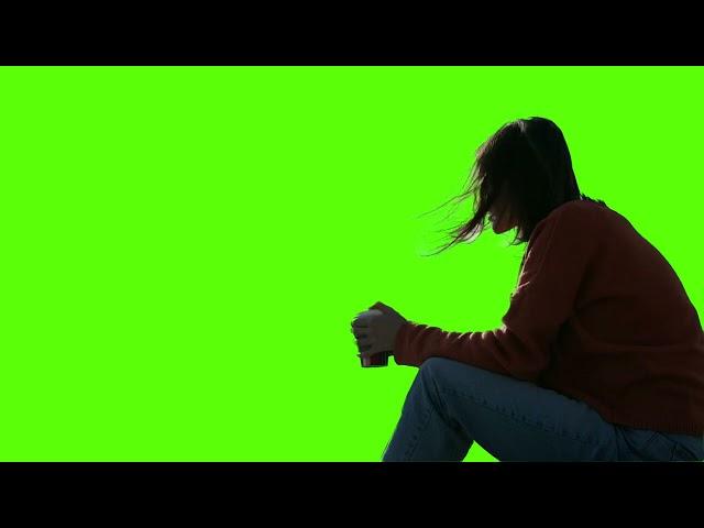 Green Screen person sitting enjoying coffee