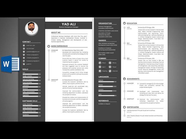 How to make Creative Two Pages Resume in ms word 2019 | Professional Resume in word | Resume writing