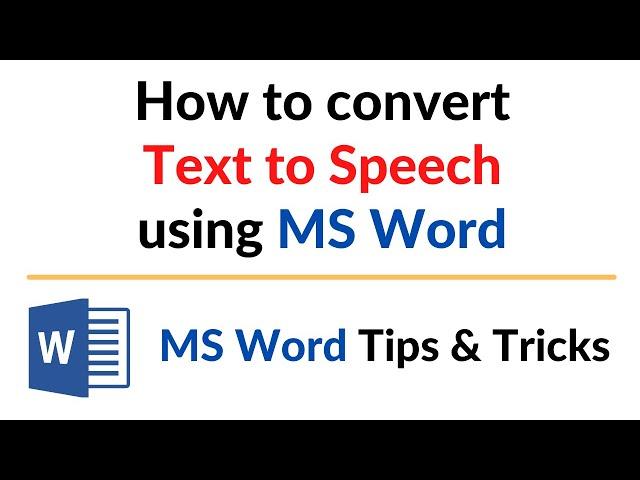 How to Convert Text to Speech using MS Word