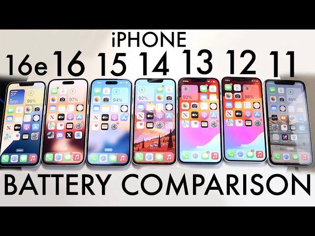 iPhone 16e Vs iPhone 16 Vs iPhone 15 Vs iPhone 14 Vs iPhone 13 Vs 12 Vs 11 Battery Life Comparison!