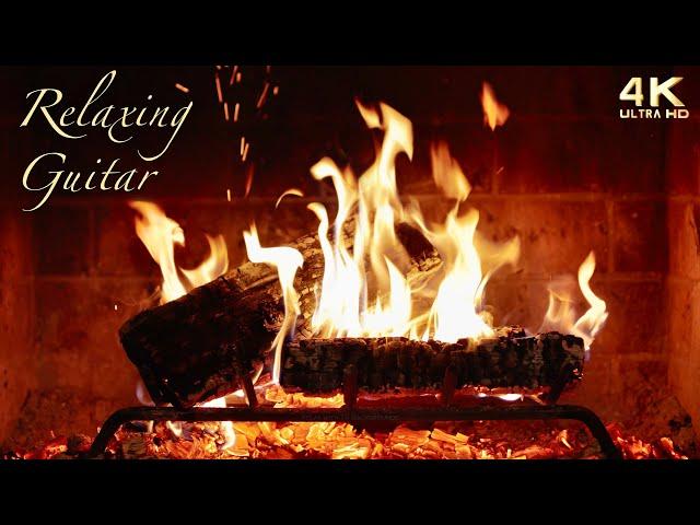 Relaxing Guitar Fireplace Music  Acoustic Instrumental Fireplace Ambience