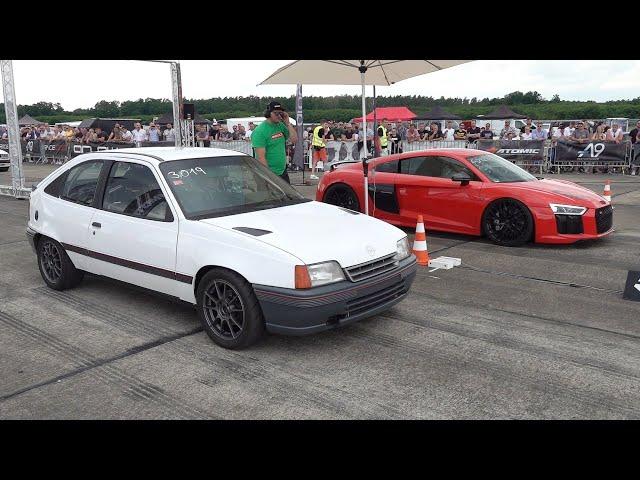 730HP Opel Kadett (Audi Killer) vs Audi R8 V10 Plus