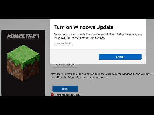 Fix Minecraft Launcher Not Installing Error Code 0x80070422 Turn On Windows Update Microsoft Store
