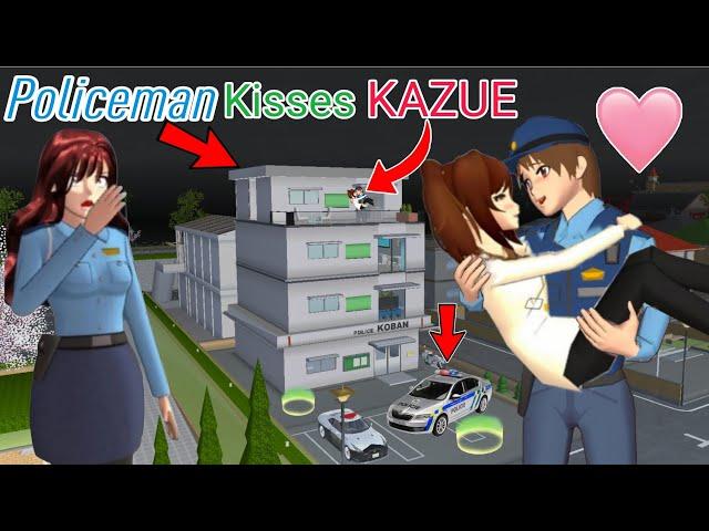 ماذا يفعل الشرطي مع كازوي Secret Policeman Kiss KAZUE ! Hiding place here | Sakura School simulator