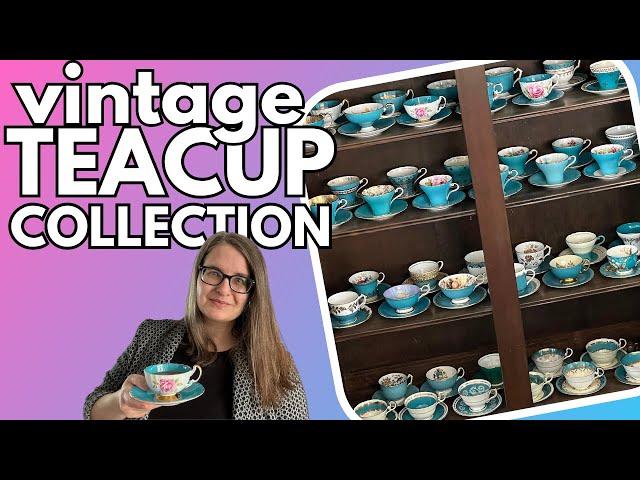 Antique TEACUP Collection - all vintage Aynsley tea cup and saucers in turquoise!