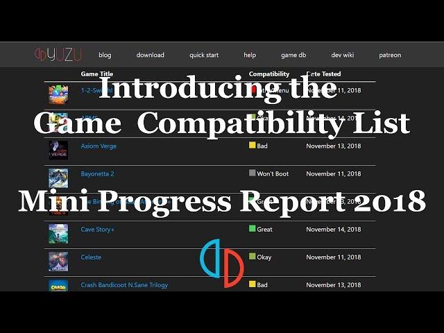 Mini Progress Report 2018 - Introducing the Game Compatibility List