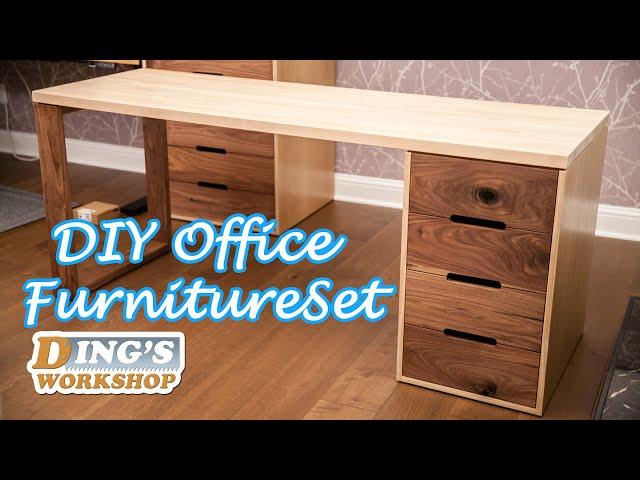 Building Office Furniture Set | DIY Computer Desk and File Cabinet | 自制电脑桌